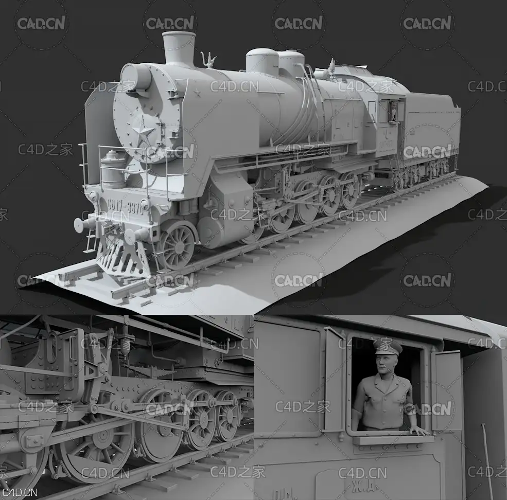 高精度复古火车头C4D模型 Train SO-17 - C4D之家 - SO17.jpg