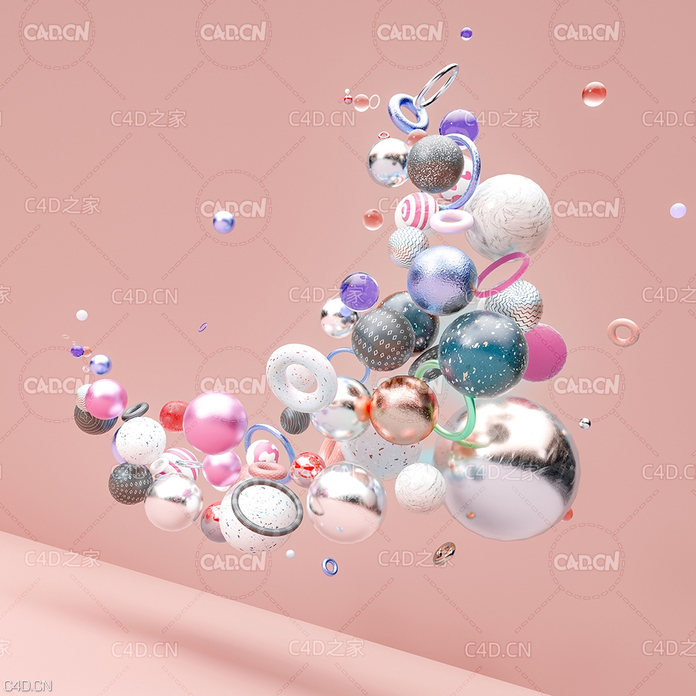 抽象圆球汇聚艺术场景工程