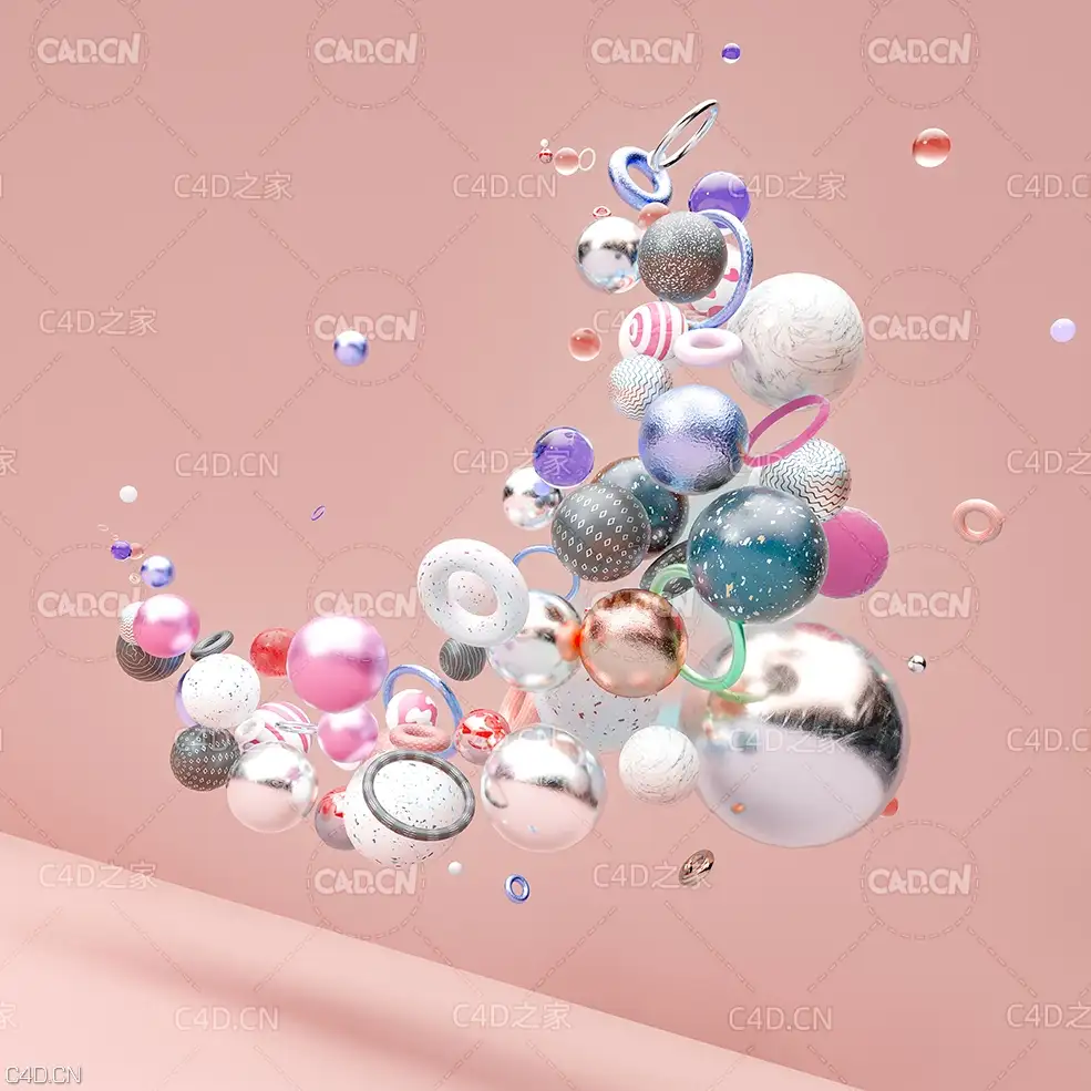 抽象圆球汇聚艺术场景工程