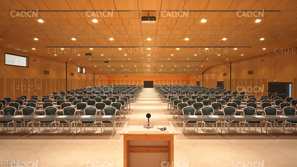 大型演讲厅 多功能厅 报告厅C4D室内模型