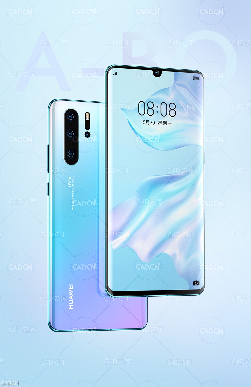 C4D OCTANE华为手机P30渲染模型工程