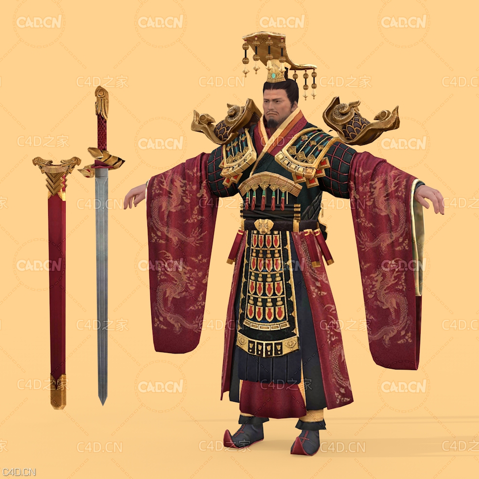 穿黄袍的皇帝 emperor 天子 圣上 皇上 陛下 万岁 万岁爷 - C4D之家 - 2.jpg