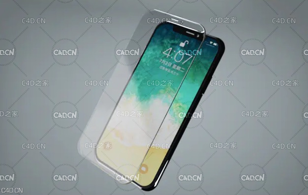 C4D手机钢化膜产品渲染 - C4D之家 - cinema4d_-2020-08-26-18.41.01.jpg