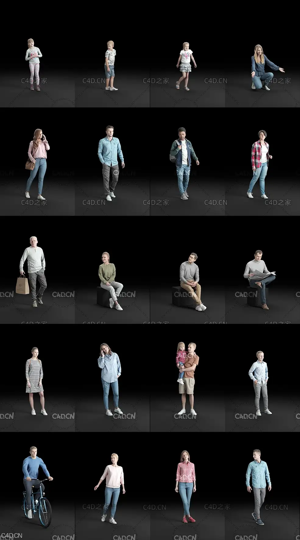 20个国外三维人物3D扫描模型 Humano 3D people Vol.02 Casual