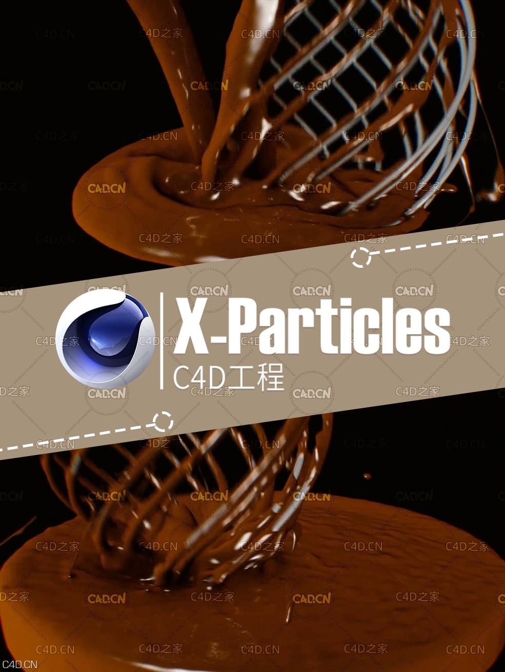C4D X-Particles巧克力流体搅拌动画工程 XPFluids Vol 1 Chocolate Whisk v1