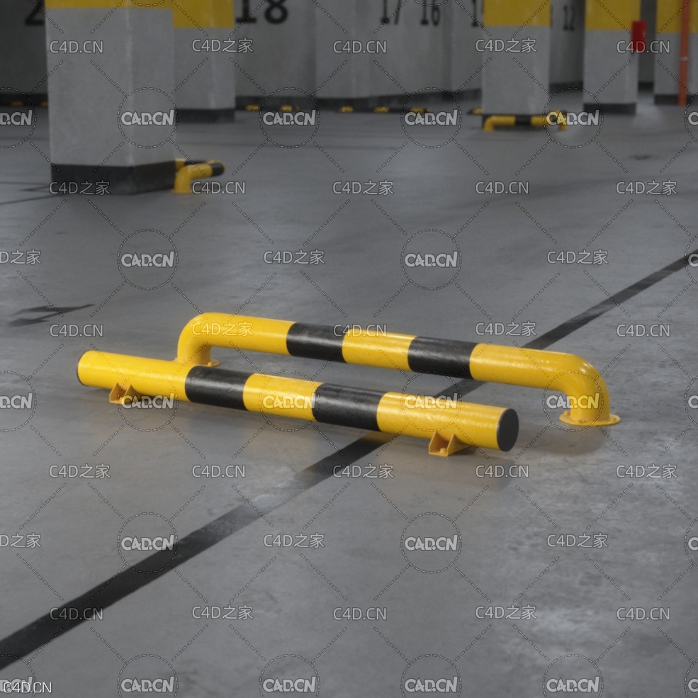车位倒车轮挡 Wheel Stooper - C4D之家 - AM218_054.jpg