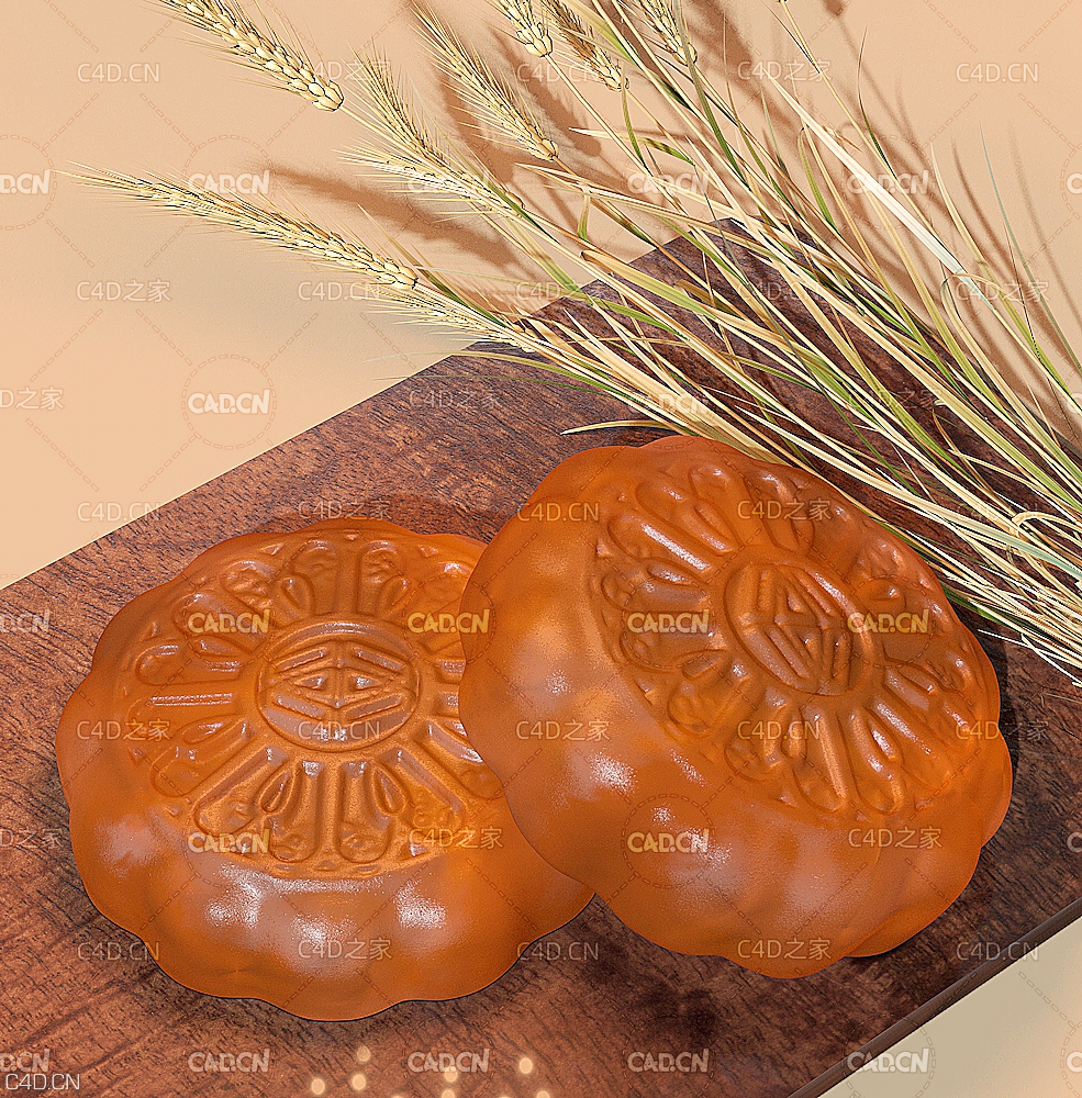 中秋节月饼C4D模型 moon cake