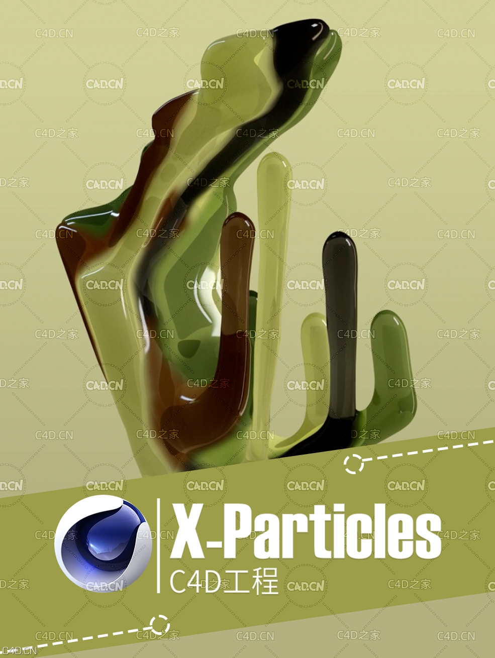 C4D X-Particles迷彩液体旋转倒置动画工程 XPFluids Liquid Camouflage Colour Mix - C4D之家 - 2.jpg