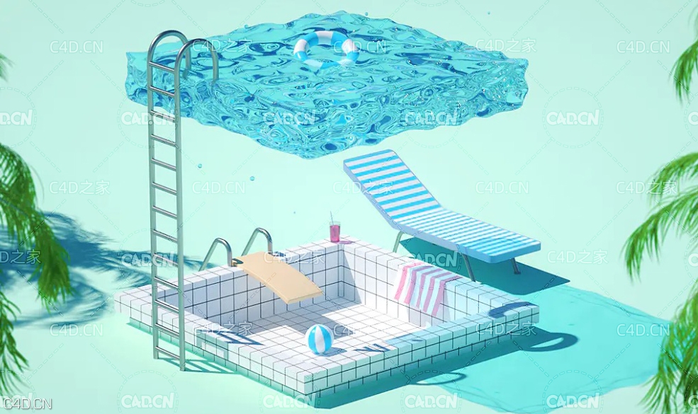 C4D OCTNAE夏日泳池场景创意工程 Swimming pool - C4D之家 - 2.jpg