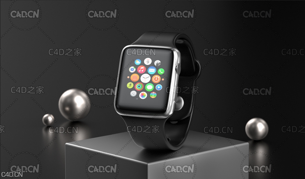 C4D苹果手表手环数码电子产品 Apple Watch - C4D之家 - 手表场景.jpg