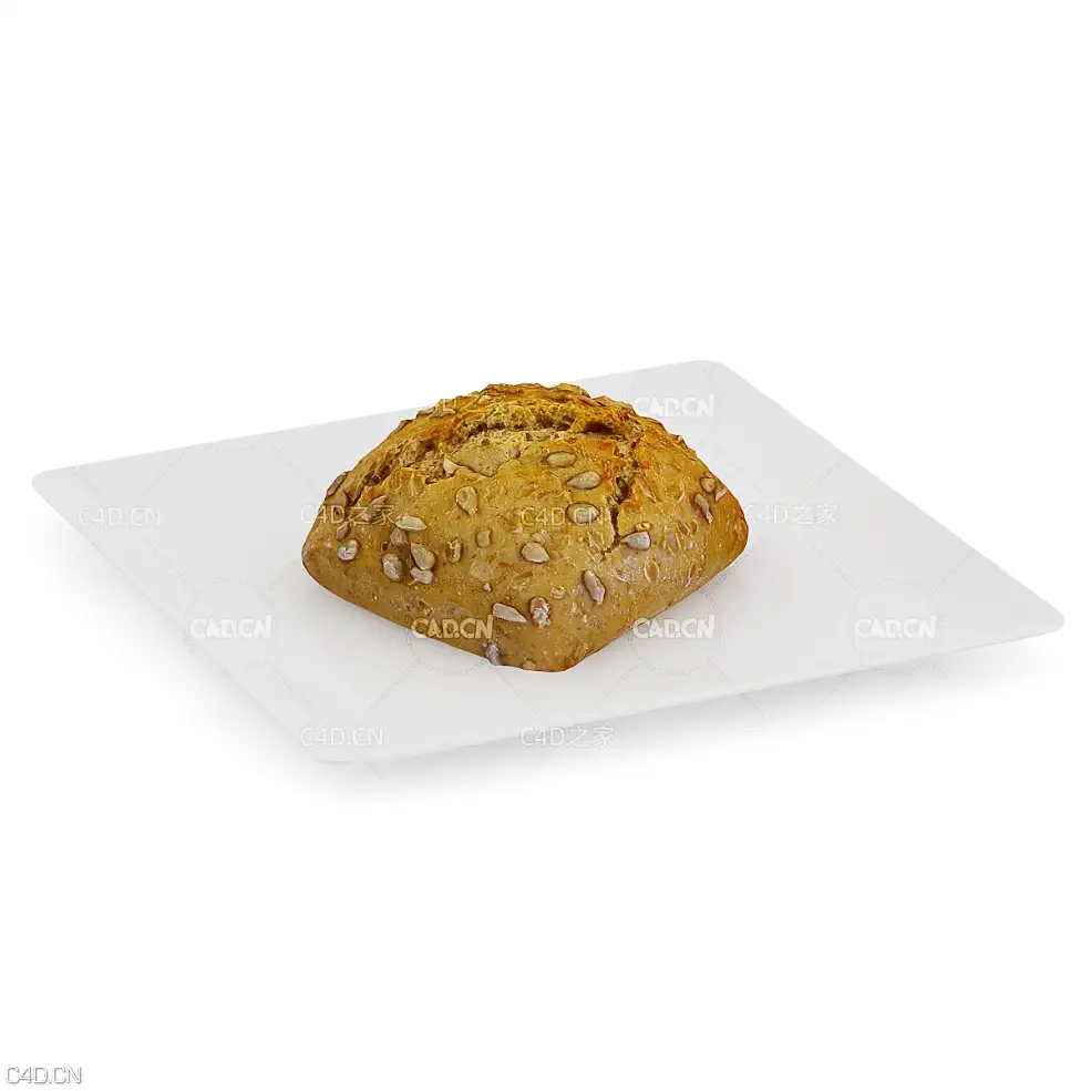 餐盘在的黑面包 Dark bun on white plate - C4D之家 - cgaxis_models_71_01.jpg
