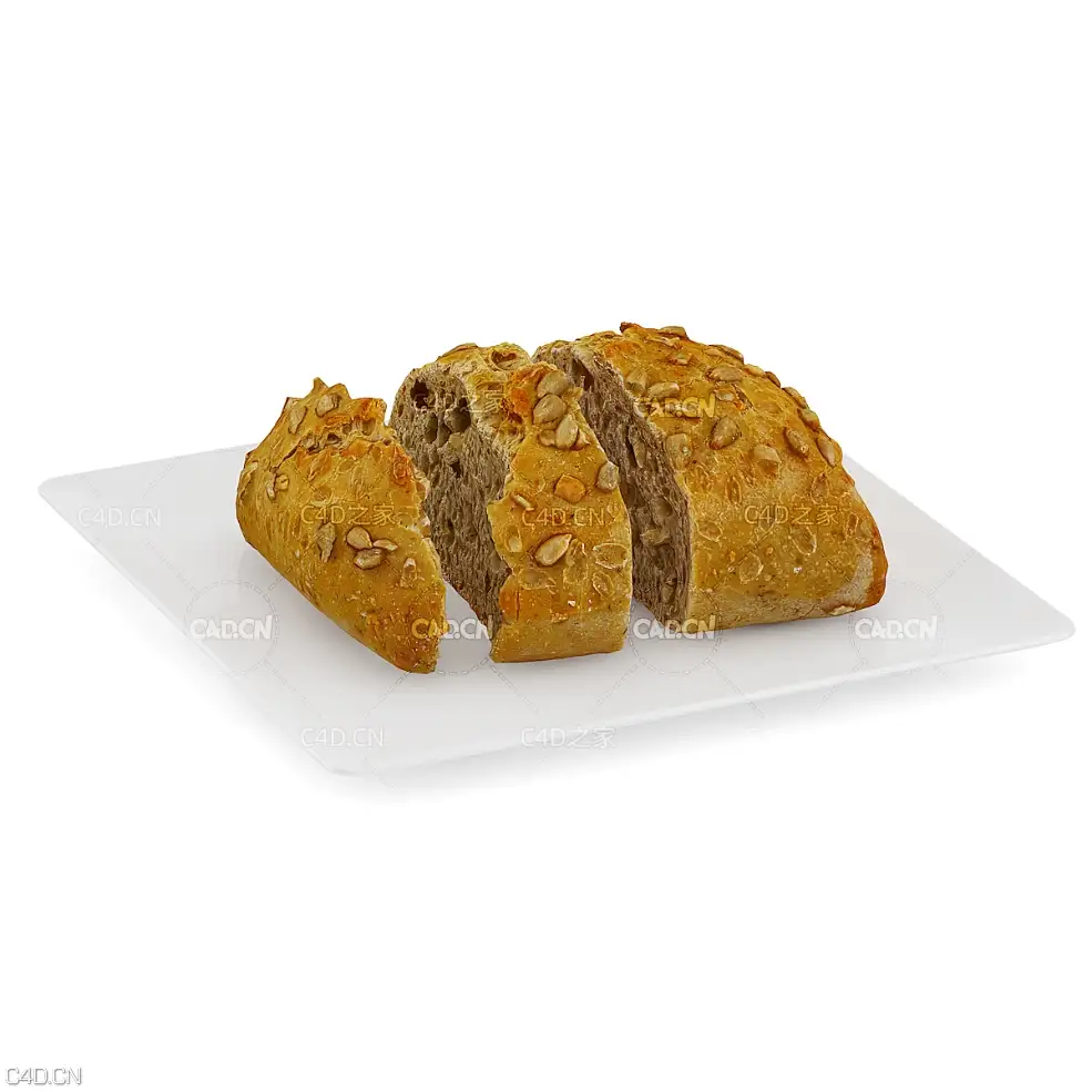 切开的面包 Sliced dark bun on white plate - C4D之家 - cgaxis_models_71_02.jpg