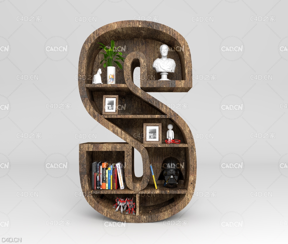 S字母书架 创意书架 bookshelf