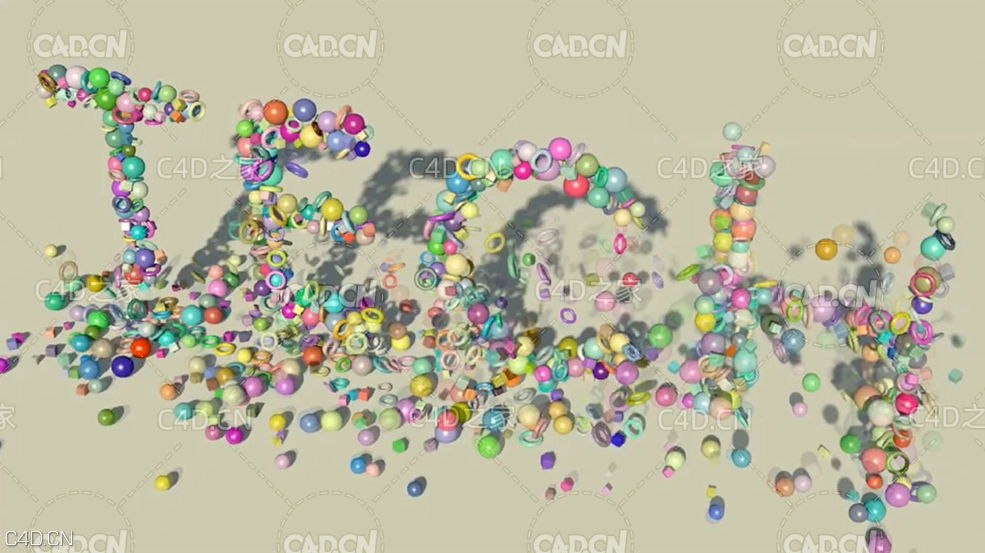 模型元素汇聚的文字教程 Animated Mograph Dynamics Title _ C4D Tutorial