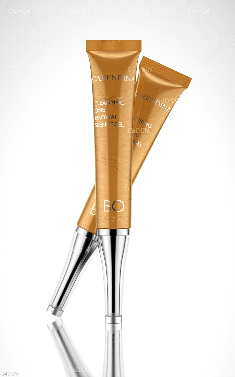 C4D OCTANE金色乳霜化妆品产品渲染模型