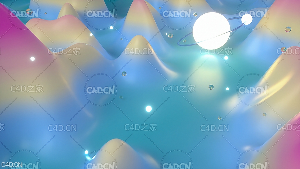 梦幻抽象山峰C4D OC创意工程