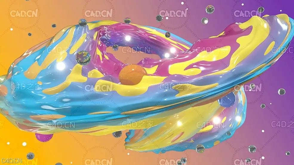 C4D OCTANE液态多色油漆混合创意海报工程 - C4D之家 - 004.jpg