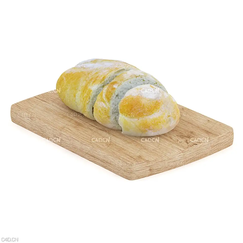 实木案板切片面包C4D模型 bread