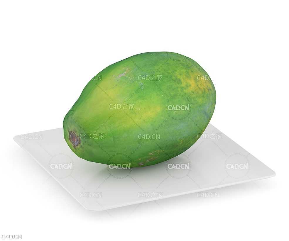 盘子里的木瓜C4D模型 Papaya