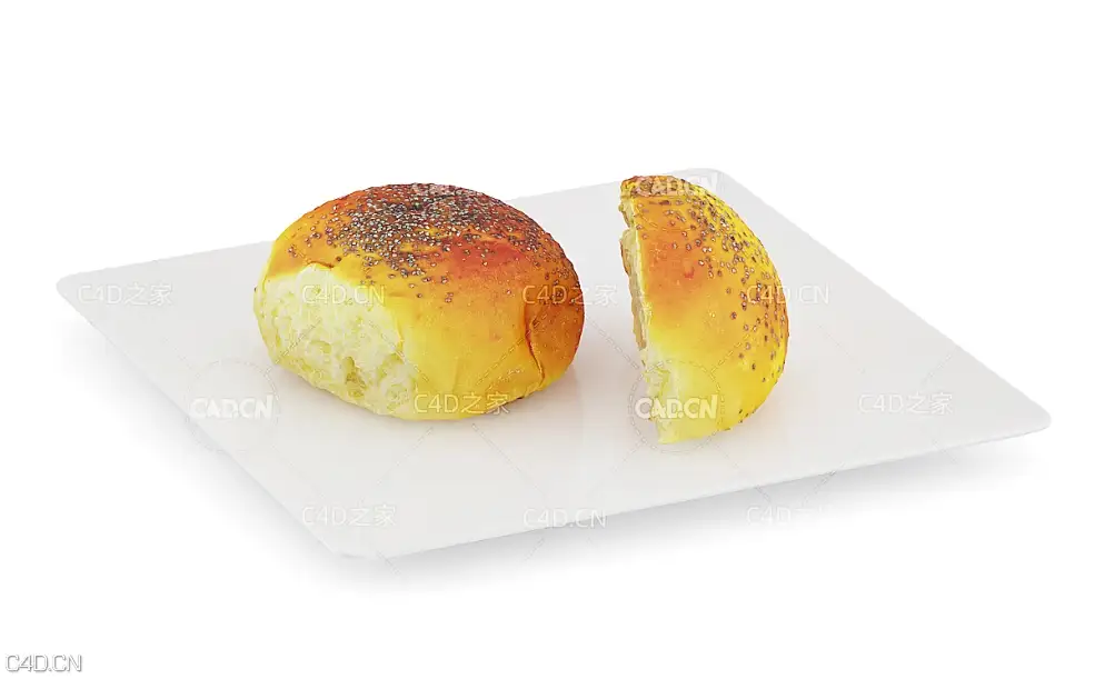 半块面包C4D模型 bread
