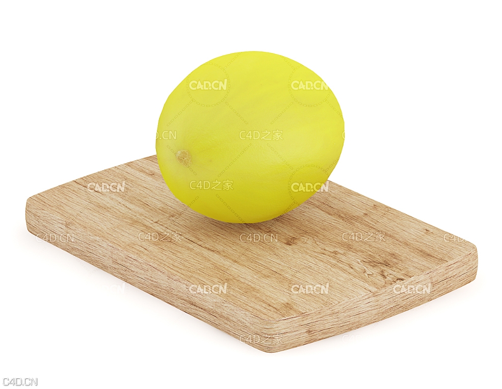 实木菜板上的黄蜜瓜C4D模型 Yellow Melon