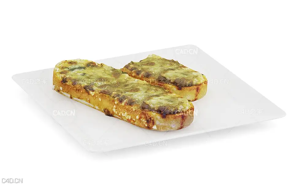 盘里的烤面包C4D模型 Bread