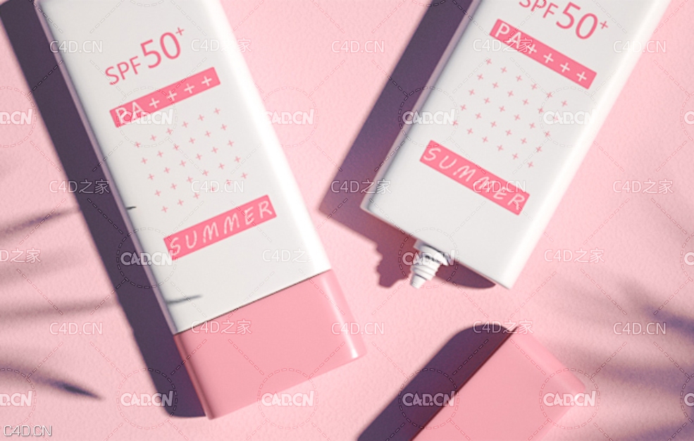 C4D OC户外防晒霜产品渲染模型