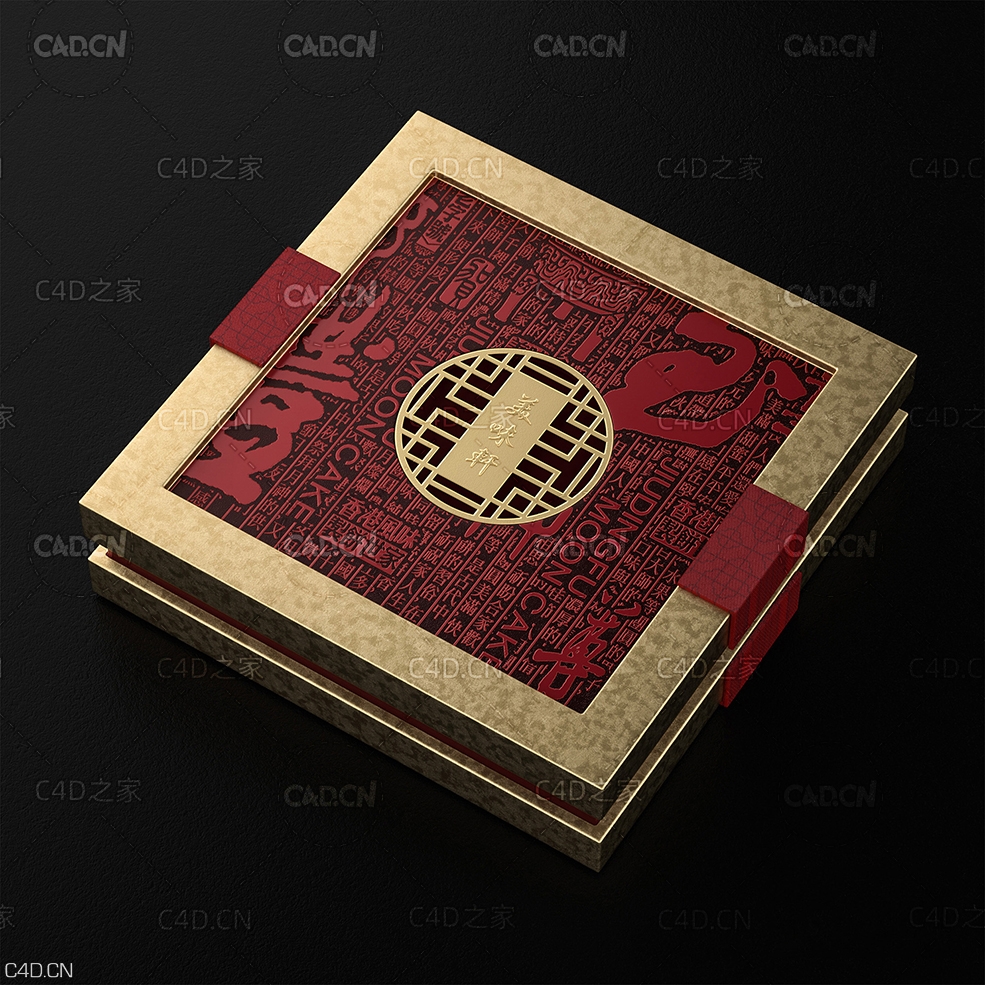 C4D OC月饼盒模型