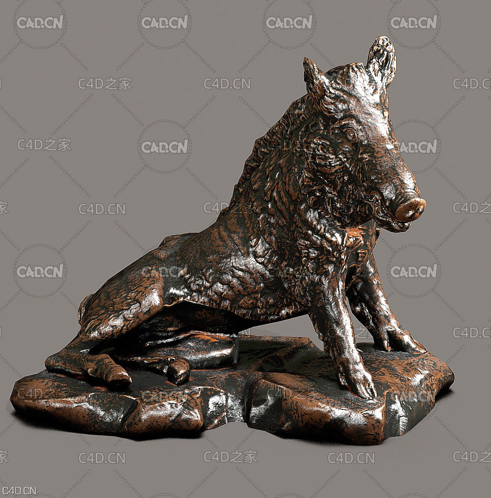 野猪雕塑C4D模型 boar - C4D之家 - boar.jpg