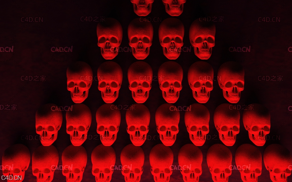 C4D OCTANE万圣节活动派对骷髅恐怖背景