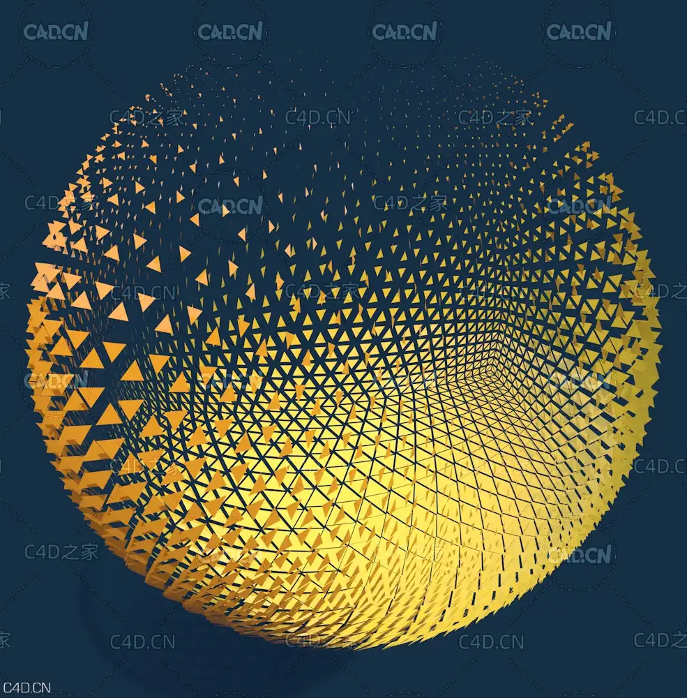 C4D科技圆球三角面消失动画