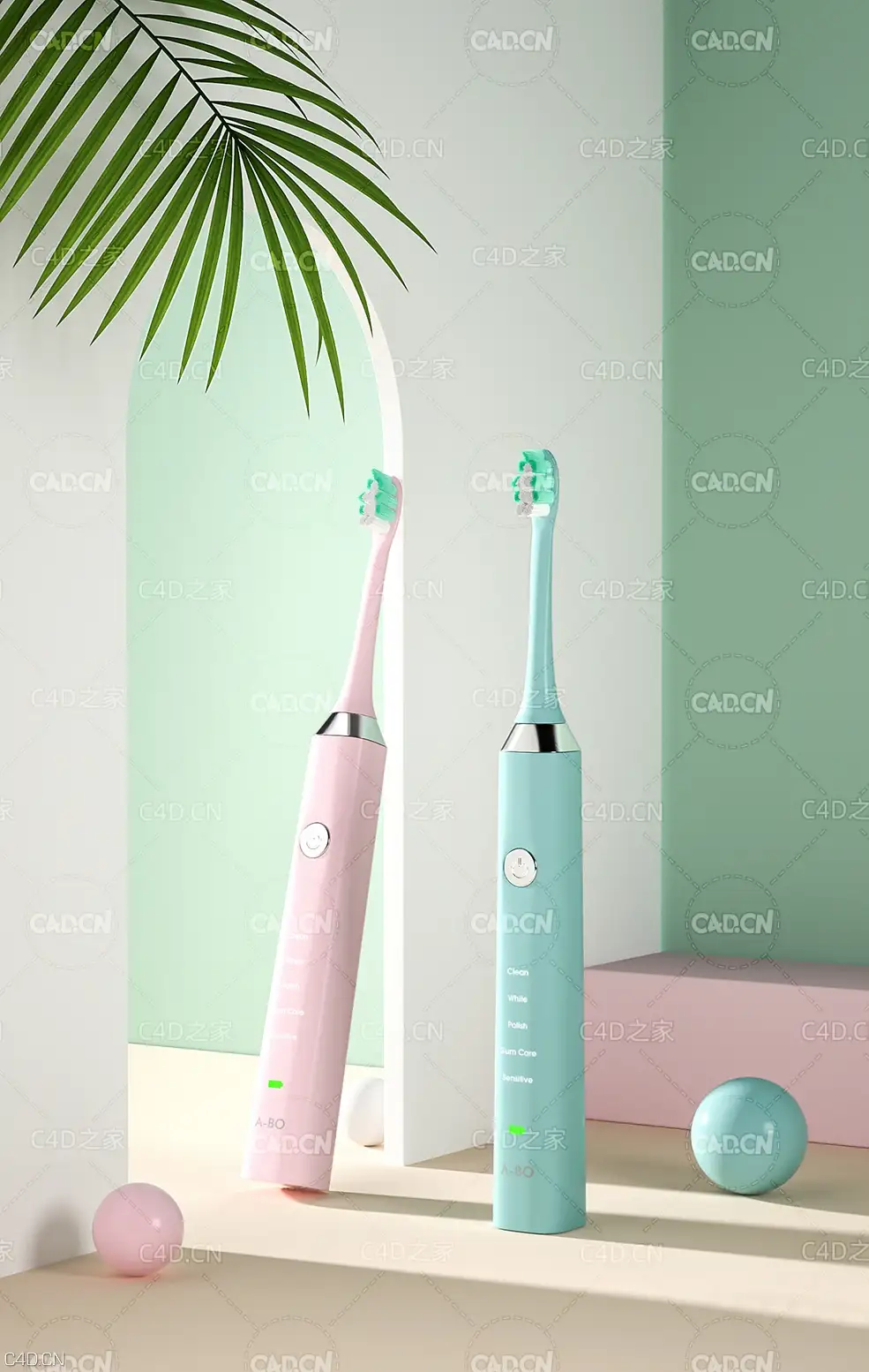 C4D OC电动牙刷产品渲染模型 toothbrush - C4D之家 - 电动牙刷.jpg