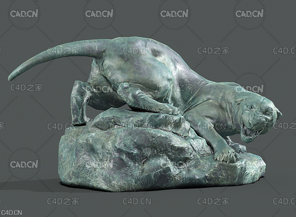 怒吼的美洲狮雕塑C4D模型 Puma 3d model - C4D之家 - C4D.jpg