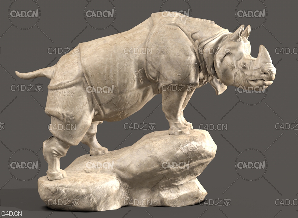 犀牛雕塑C4D模型 Rhino sculpture