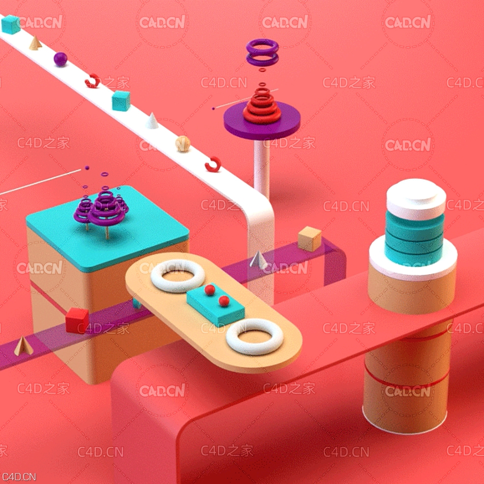 C4D OC输送带动效卡通动画工程