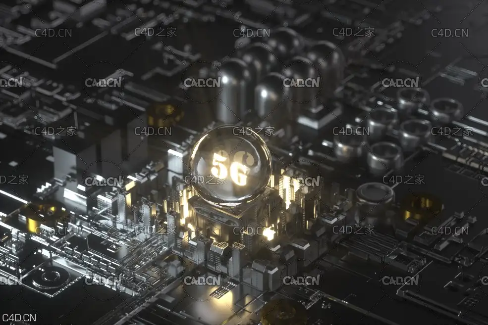 C4D OCTANE移动电信5G智慧城市创意工程 5G元素 科技通信 移动通信 电信5G 5G网络覆盖 - C4D之家 - GC202009120031科技暗黑钢铁城市-改.jpg