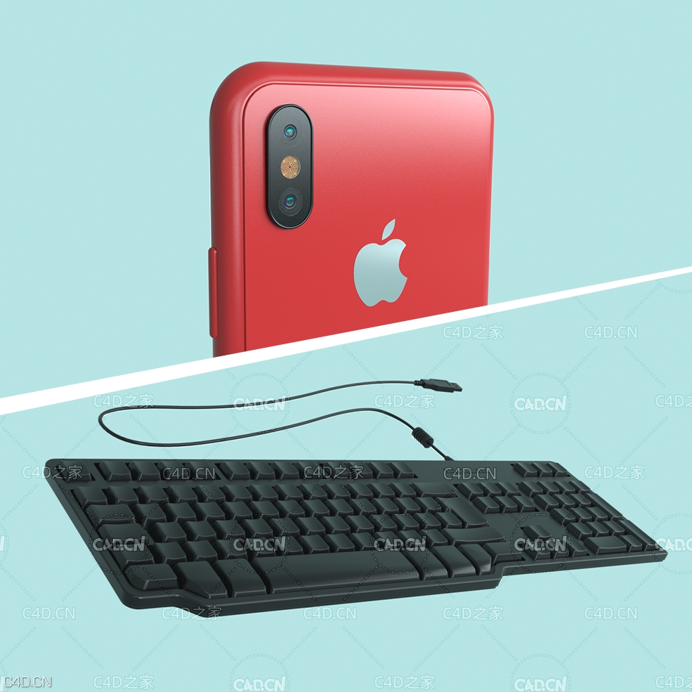 C4D OCTANE苹果手机电脑键盘数码产品渲染工程 - C4D之家 - 未标题-1.jpg