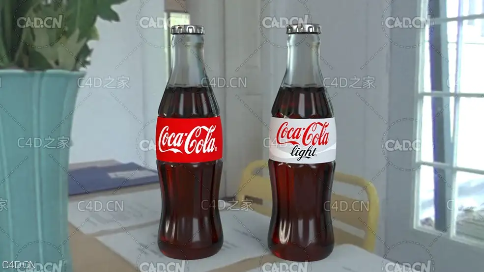 可口可乐饮料C4D模型 Cocacola bottle