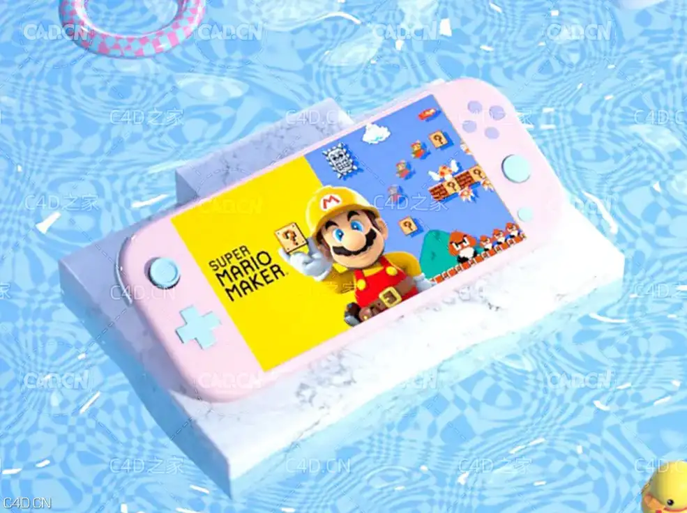 C4D OCTANE泳池水里的游戏机渲染模型 Game console - C4D之家 - 屏幕快照-2020-09-20-下午7.28.48.jpg