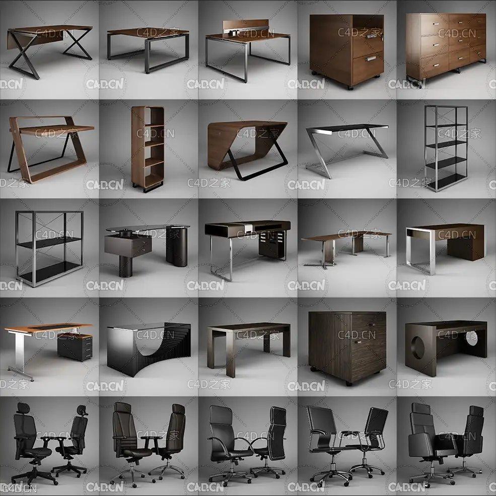 65套办公桌椅C4D模型合集 office furniture - C4D之家 - 未命名-2.jpg
