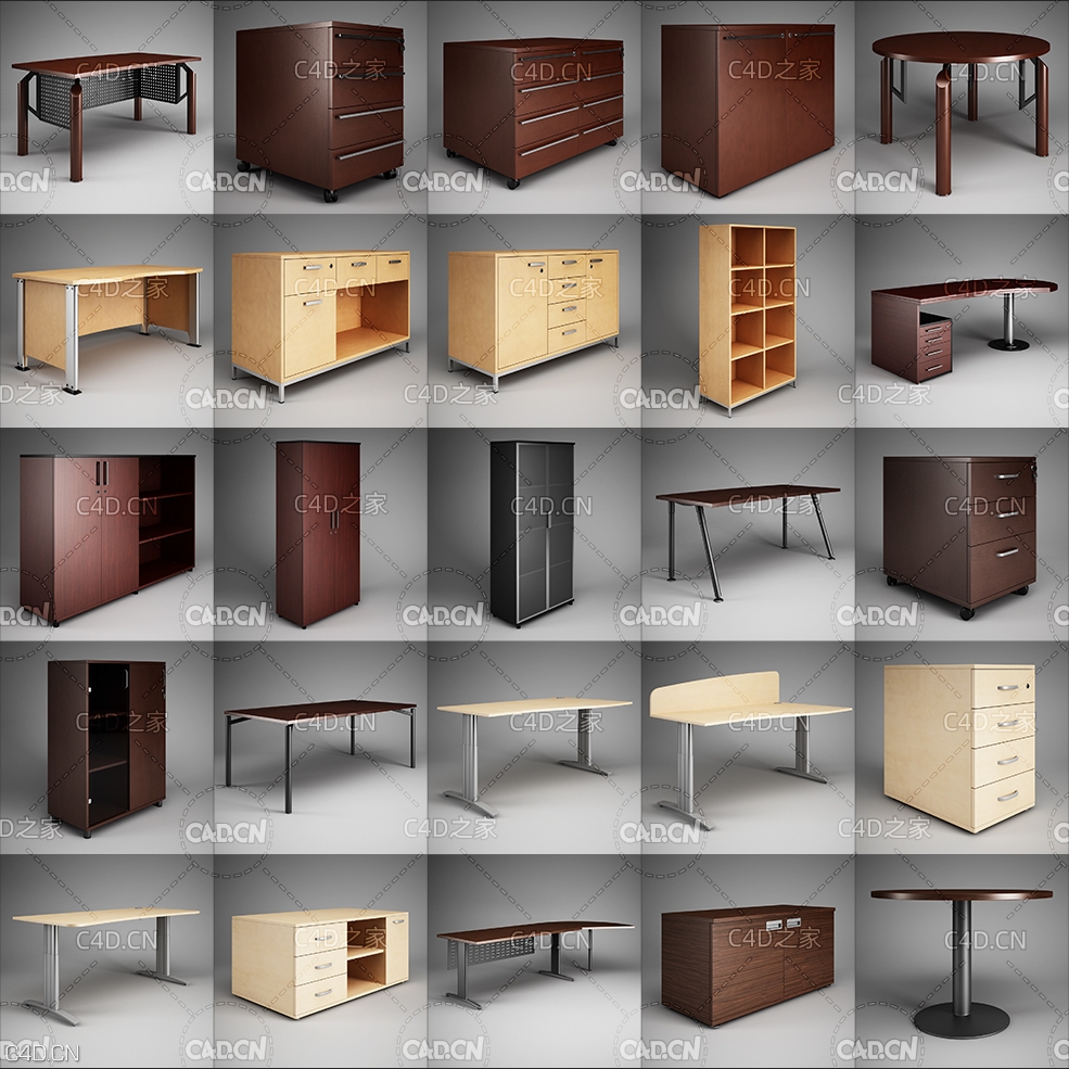 65套办公桌椅C4D模型合集 office furniture - C4D之家 - 未命名-1.jpg
