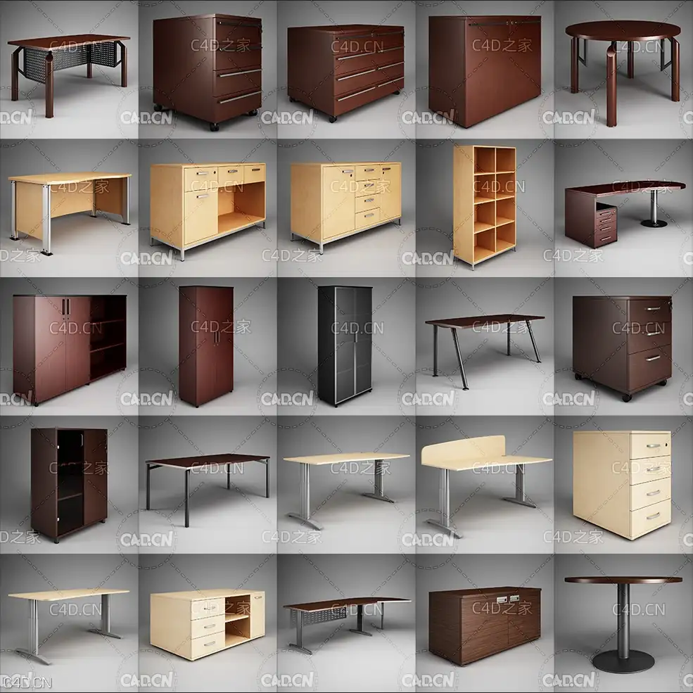 65套办公桌椅C4D模型合集 office furniture - C4D之家 - 未命名-1.jpg