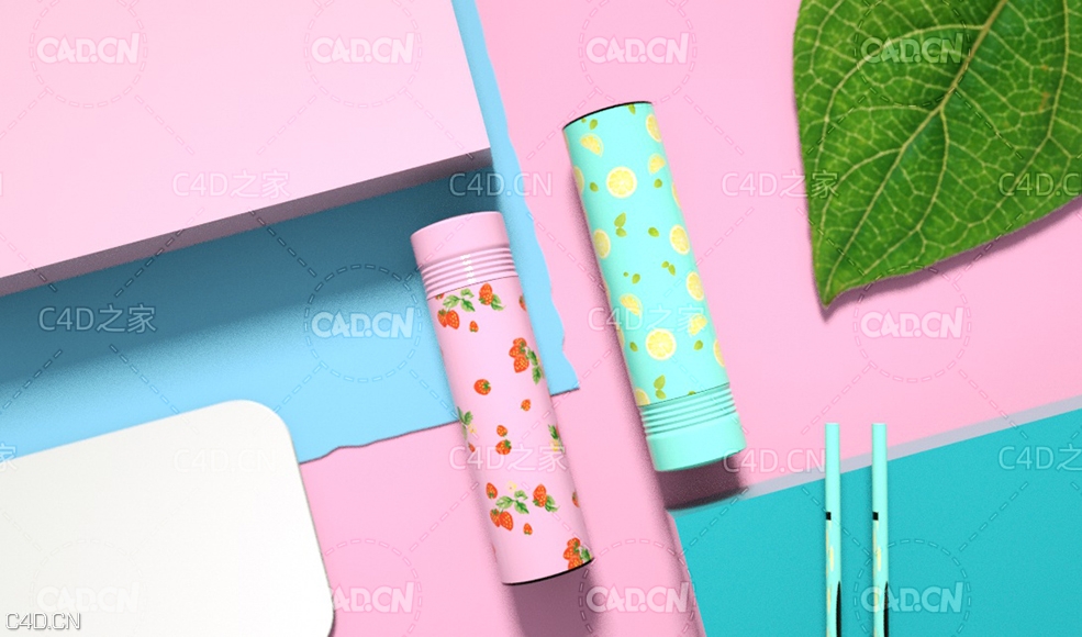 C4D OCTANE可爱的印花水杯产品渲染 - C4D之家 - 封面.jpg
