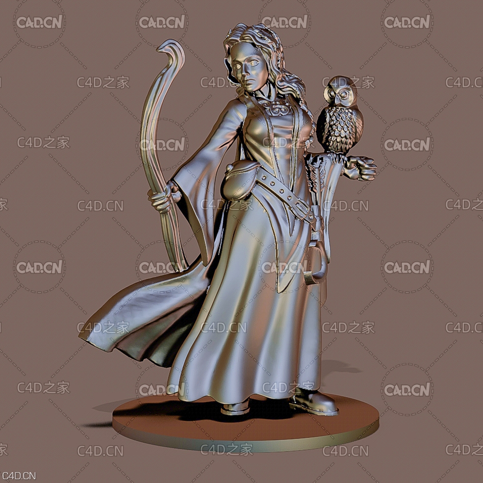 德鲁伊女孩雕塑C4D模型 druid girl - C4D之家 - C4D.jpg