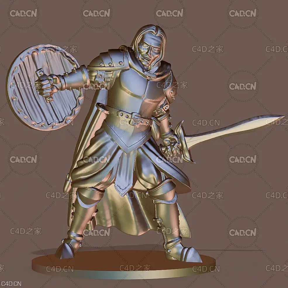 中世纪武士战士雕塑C4D模型 the warrior - C4D之家 - C4D.jpg