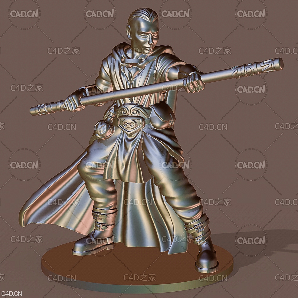 拿棍子的武士C4D模型 the monk - C4D之家 - C4D.jpg