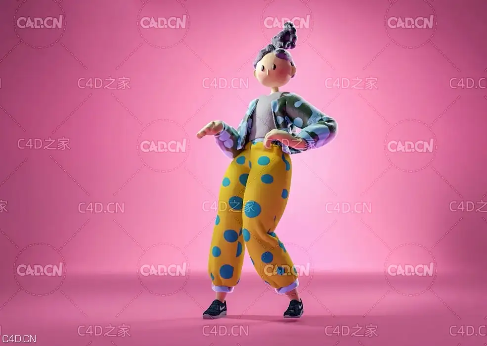 C4D角色绑定+MD添加衣服渲染中文案例教程