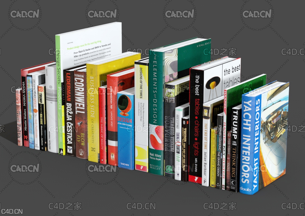 书架上的一列书本C4D模型