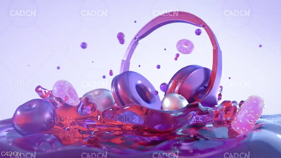 C4D OCTANE水花耳机创意模型