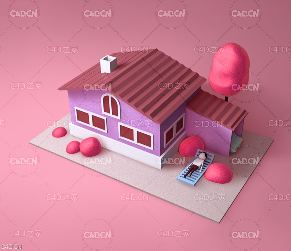 卡通房子模型 - C4D之家 - 封面.jpg
